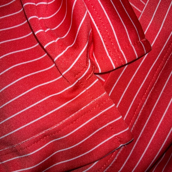 NIKE Golf Polo Sz XL Red Striped Dri-Fit Poly Lightweight Short Sleeve - Picture 6 of 7